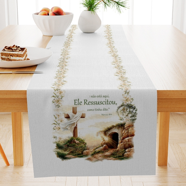 Trilho de Mesa Páscoa 1,43x46cm em Poliéster – Decoração Mesa Posta