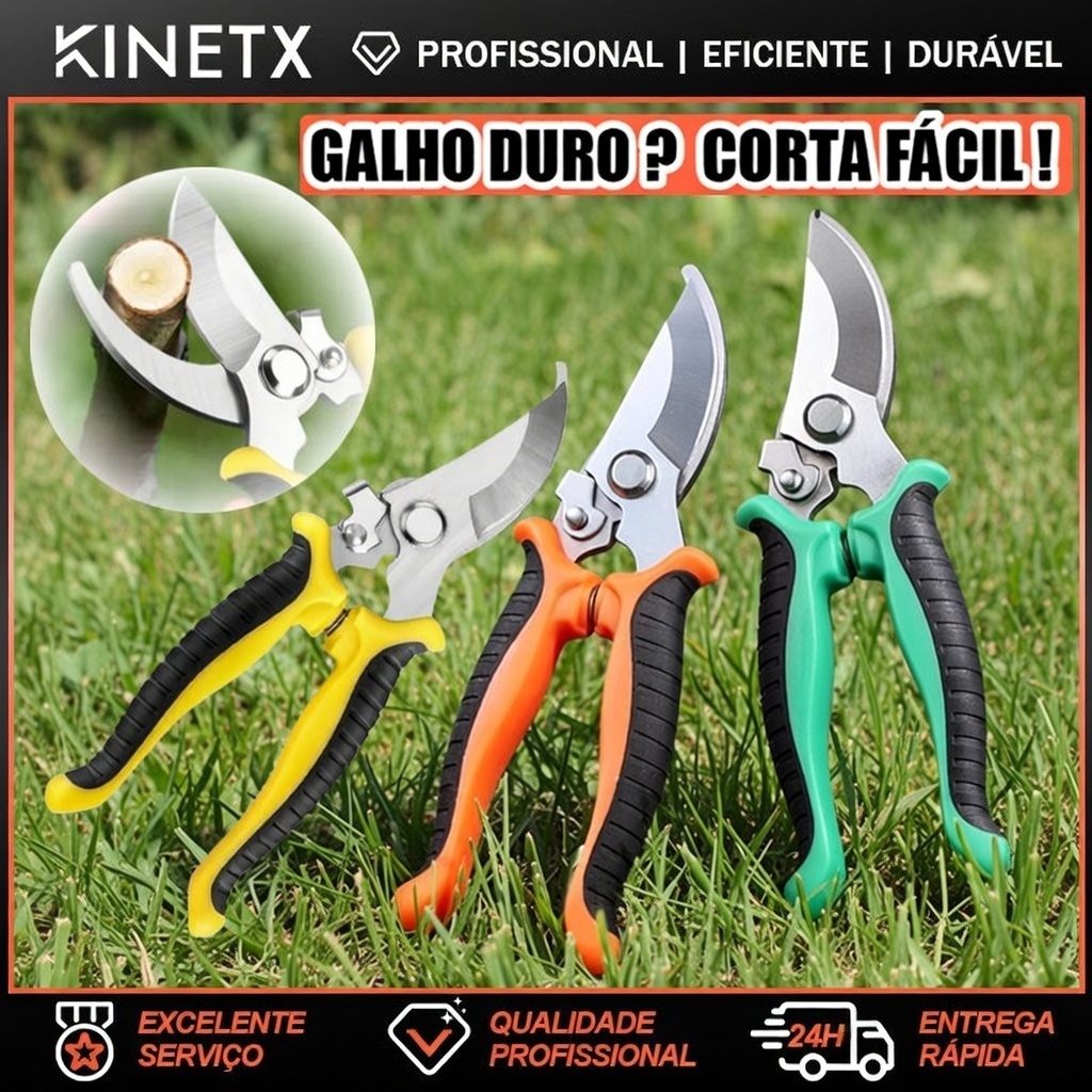Tesoura Alicate De Poda Profissional Para Jardinagem Galhos Folhas E Plantas Cabo Confortável Ergonômico Resistente