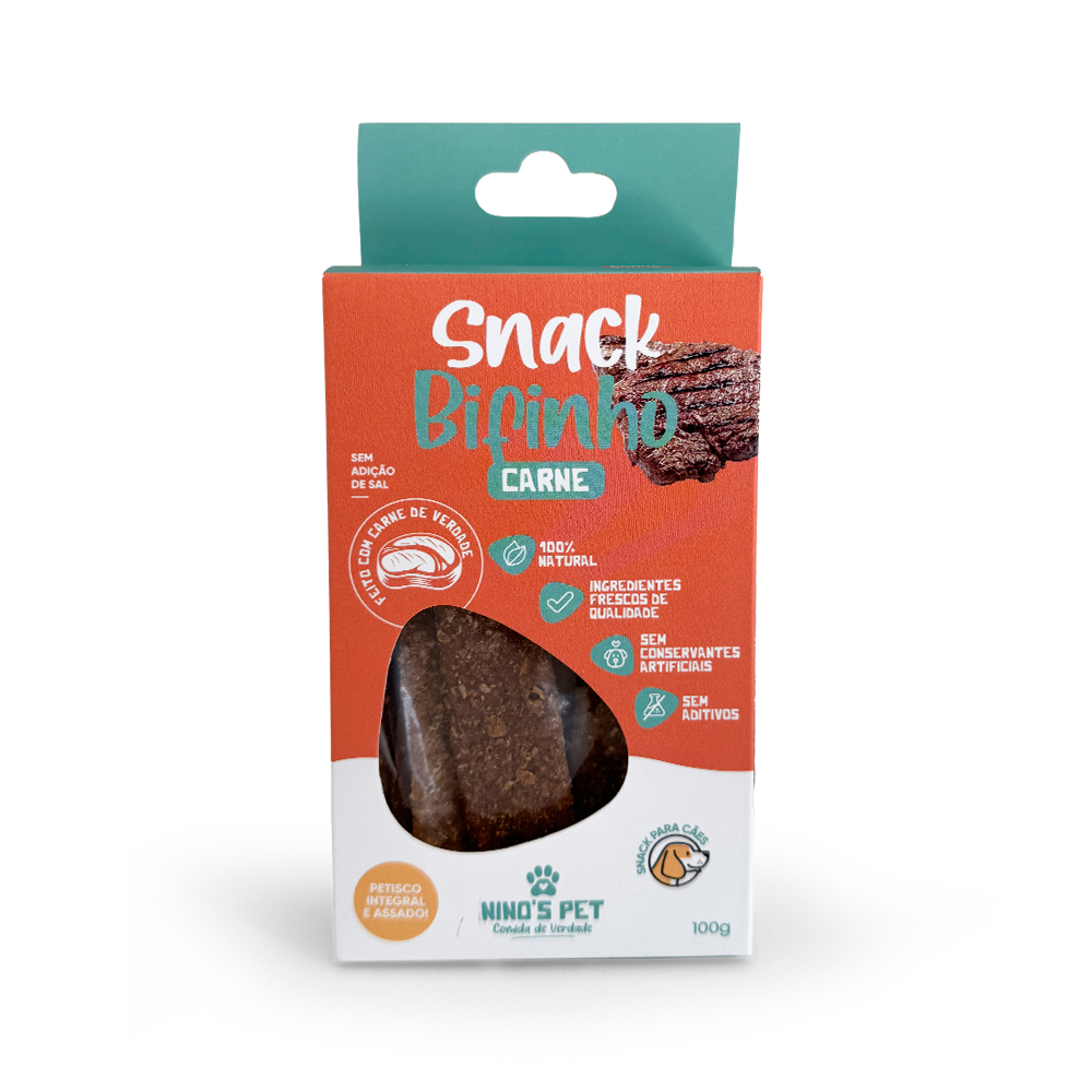 Petisco Saudável para Cachorro - Snack Pet Bifinho de Carne 100% natural - Ninos Pet - 100g