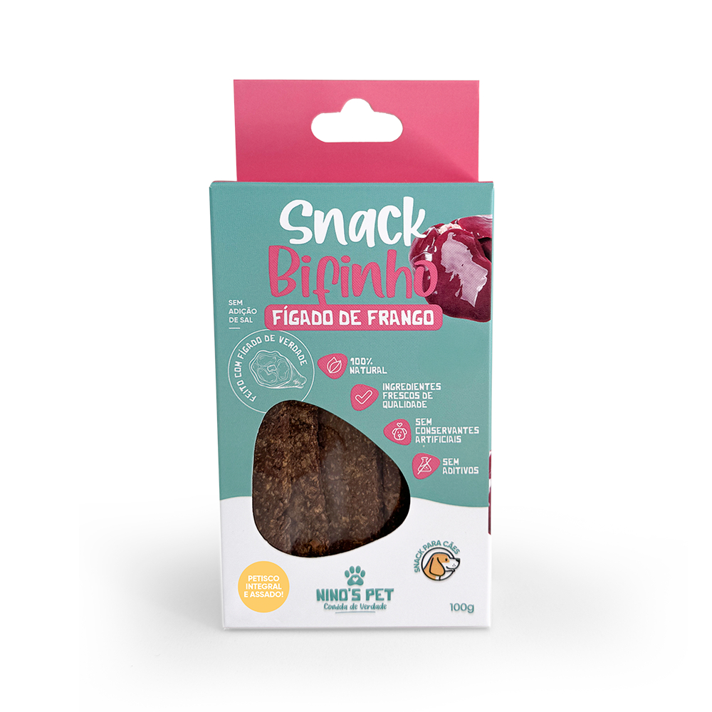 Petisco Saudável para Cachorro - Snack Pet Bifinho de Fígado 100% natural - Ninos Pet - 100g