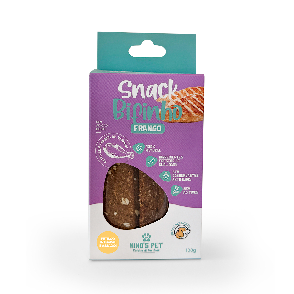 Petisco Saudável para Cachorro - Snack Pet Bifinho de Frango 100% natural - Ninos Pet - 100g