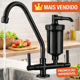 Torneira Com Filtro De Bancada Mesa Pia Preta Gourmet Cozinha Água Purificada Bica Móvel em Oferta na Shopee
