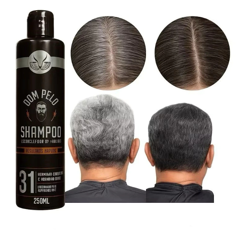Shampoo Escurecedor De Cabelos, Bigode e Barbas, Brancos e Grisalhos Dom Pelo 250ML - 1 UNIDADE