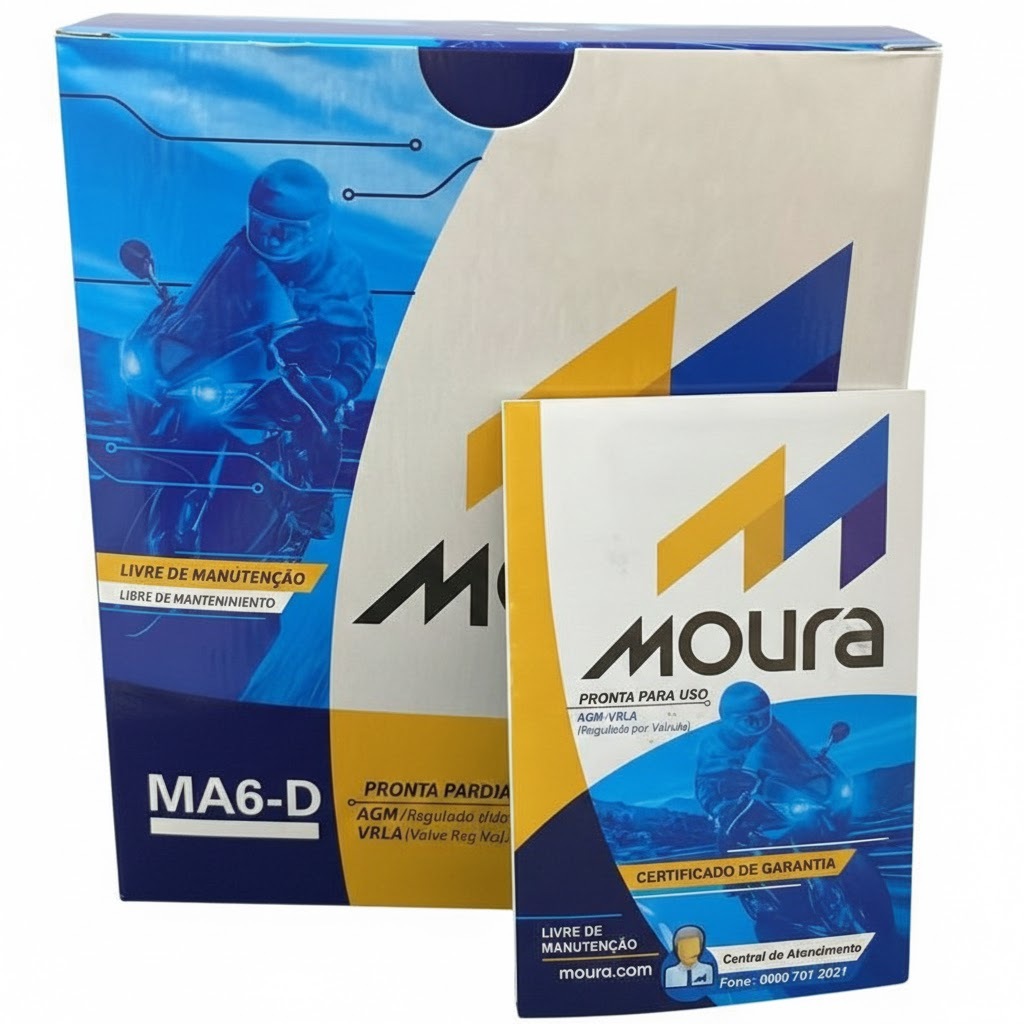 Bateria Moto Moura MA6-D Lander 250 Tenere Fazer Cb300 Twister Honda Yamaha Anos 2010/11/12/13/14/15
