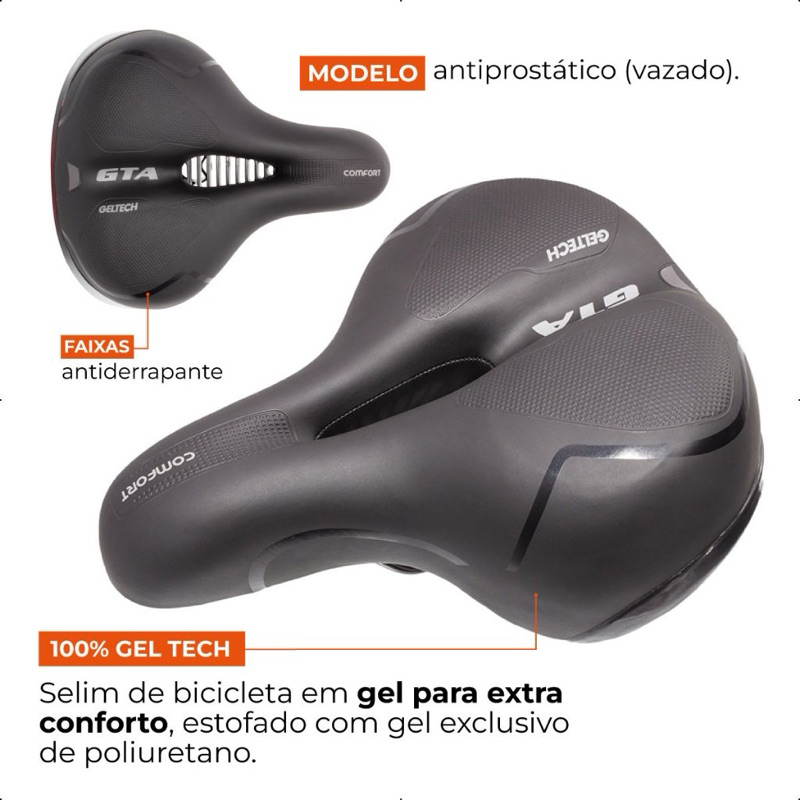 Selim de Bicicleta GTA Confort Gel com Refletor e Molas