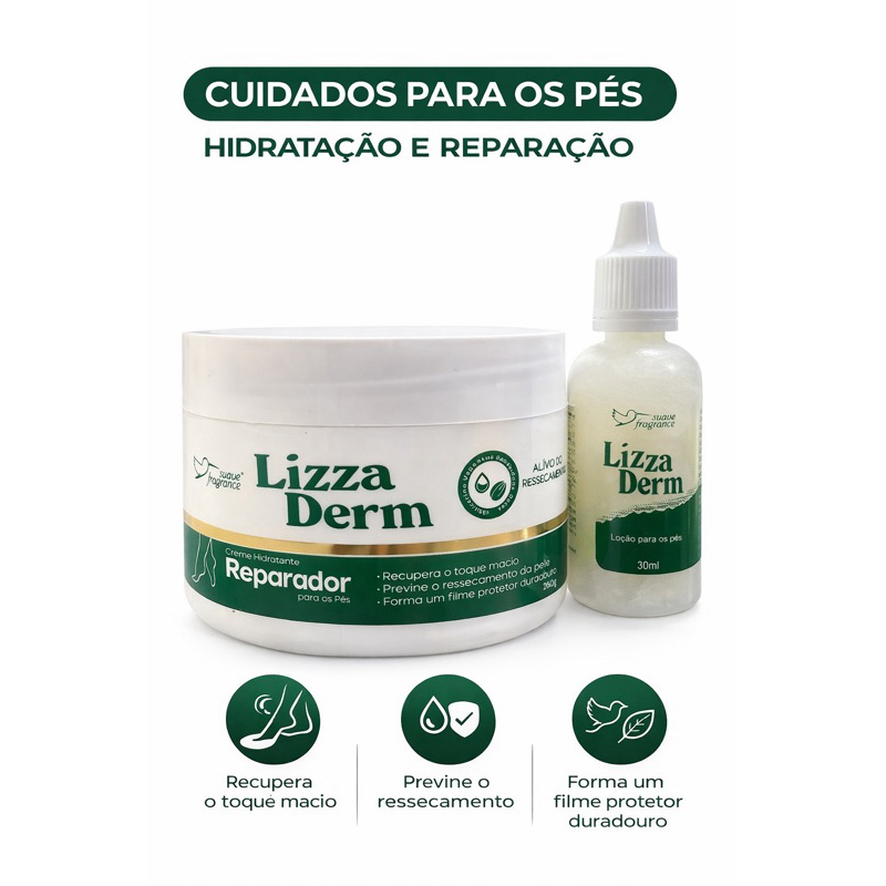 Kit Lizza Derm ( Loção+ Creme Hidratação para os pés) em Oferta na Shopee