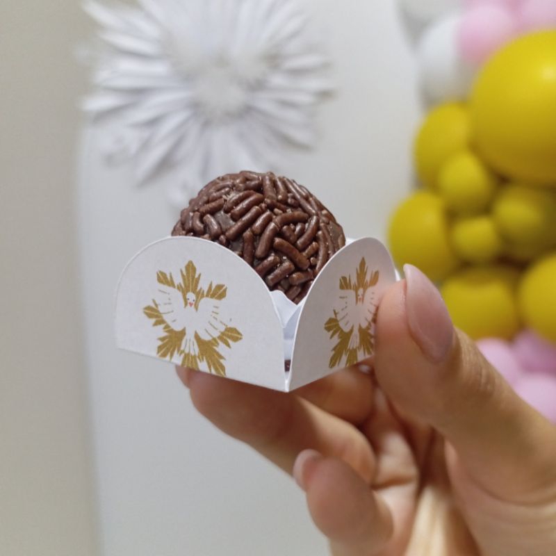ENVIO RAPIDO - Forminhas 4 Pétalas Batizado | Primeira Eucaristia | Crisma - Forminha de doce - Decoração Batizado