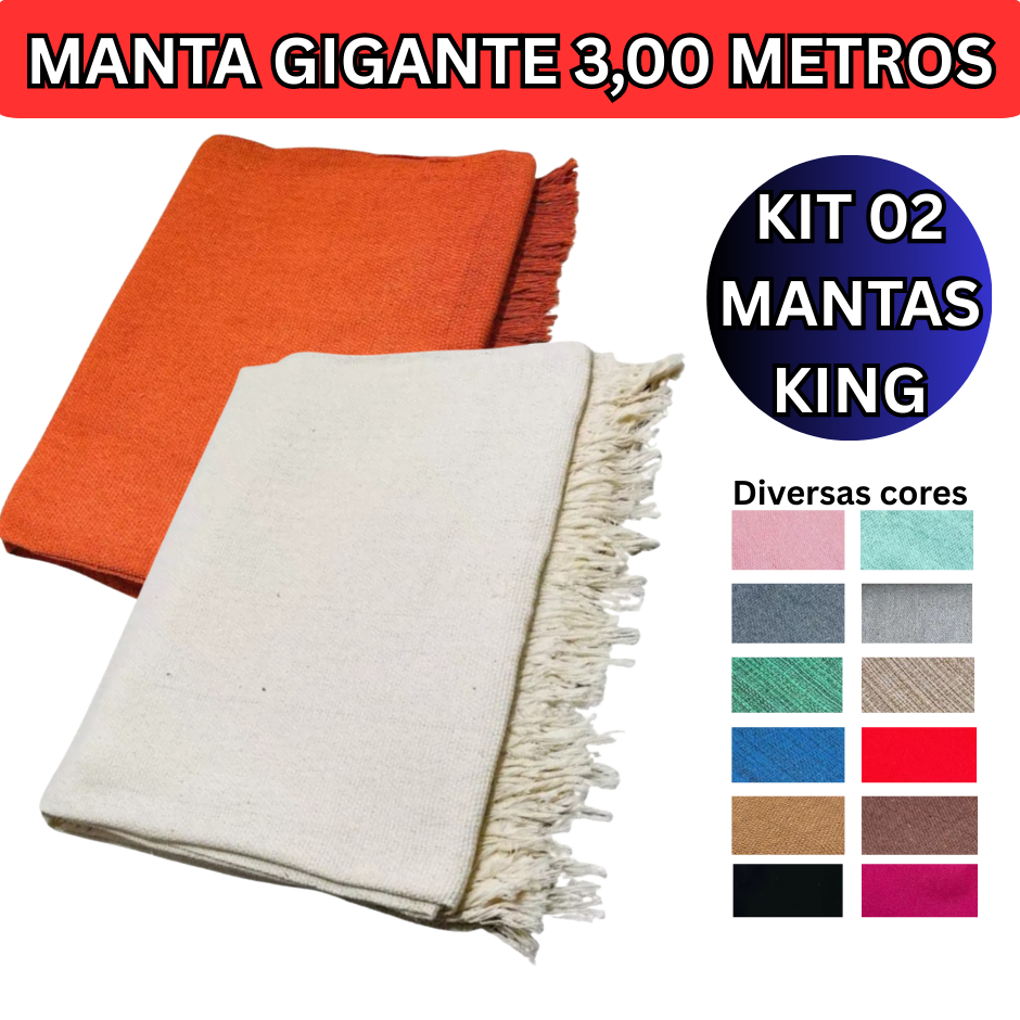 Kit 2 Manta Para Sofá 3,00 x 1,80M King Luxo Gigante 100% Algodão Protetor Decoração em Oferta na Shopee