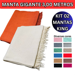 Kit 2 Manta Para Sofá 3,00 x 1,80M King Luxo Gigante 100% Algodão Protetor Decoração em Oferta na Shopee
