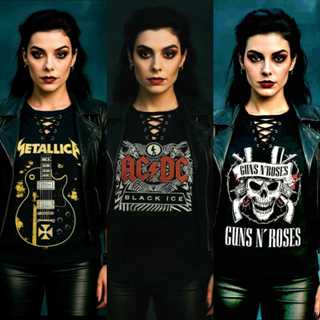 Camiseta Feminina Blusa Estilo ROCK Bandas Clássicas – Viscolycra Premium Decote V Estilosa Casual em Oferta na Shopee
