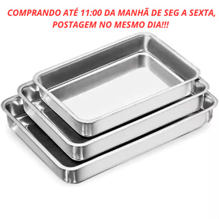 Conjunto com 3 Tabuleiros, Assadeiras Formas Para Bolo Retangular Alumínio. nº 1, 2 e 3 em Oferta na Shopee