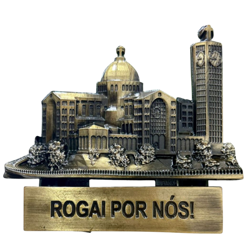 Adorno Basílica Nacional Nossa Senhora Aparecida Porta Caneta Mesa Metal Fundido Enfeite Decoração