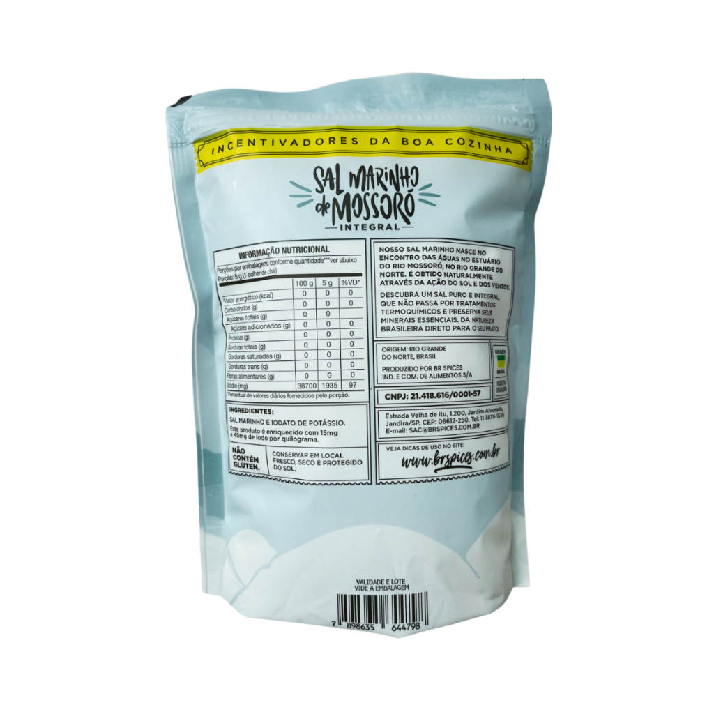 Kit 3 Sal Marinho Integral Mossoró 1kg Fino BR Spices