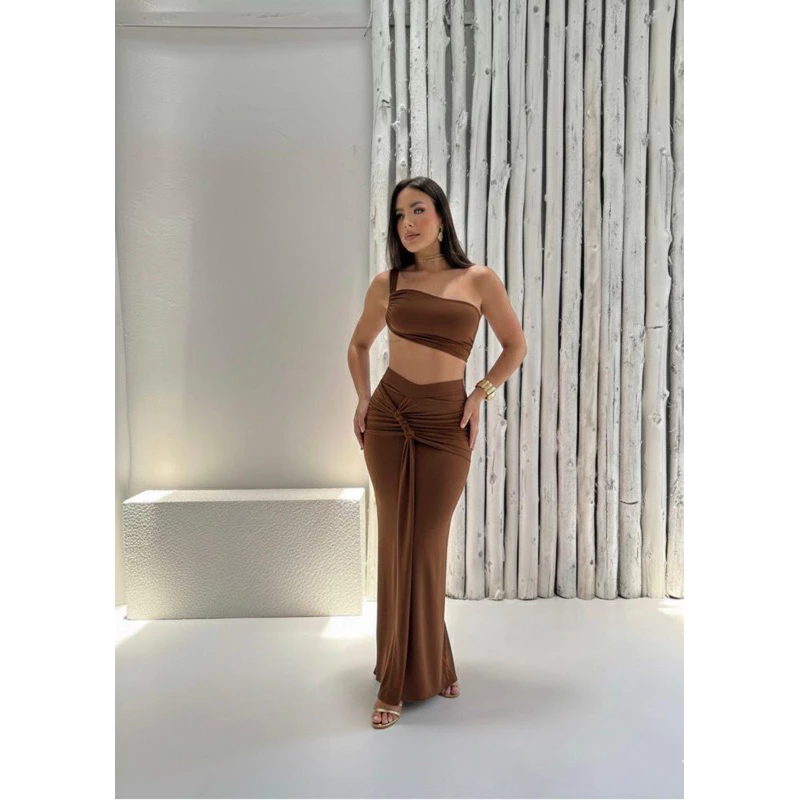 Conjunto Top + Saia longa elegante feminino