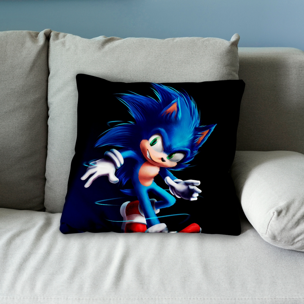 Almofada 40x40 Tema Sonic Decoração Infantil Quarto Azul - Sublimação Oxford em Oferta na Shopee