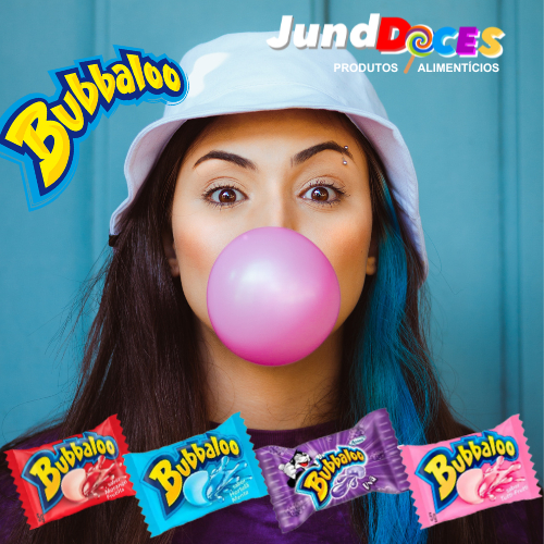 Caixa de Chicle Bubbaloo Chiclete com Diversos Sabores de 300g com 60 Unidade