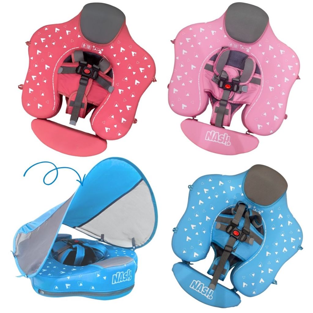 Bóia Flutuador Piscina para Segurança do Bebê com Proteção UV Nash Rosa e Azul