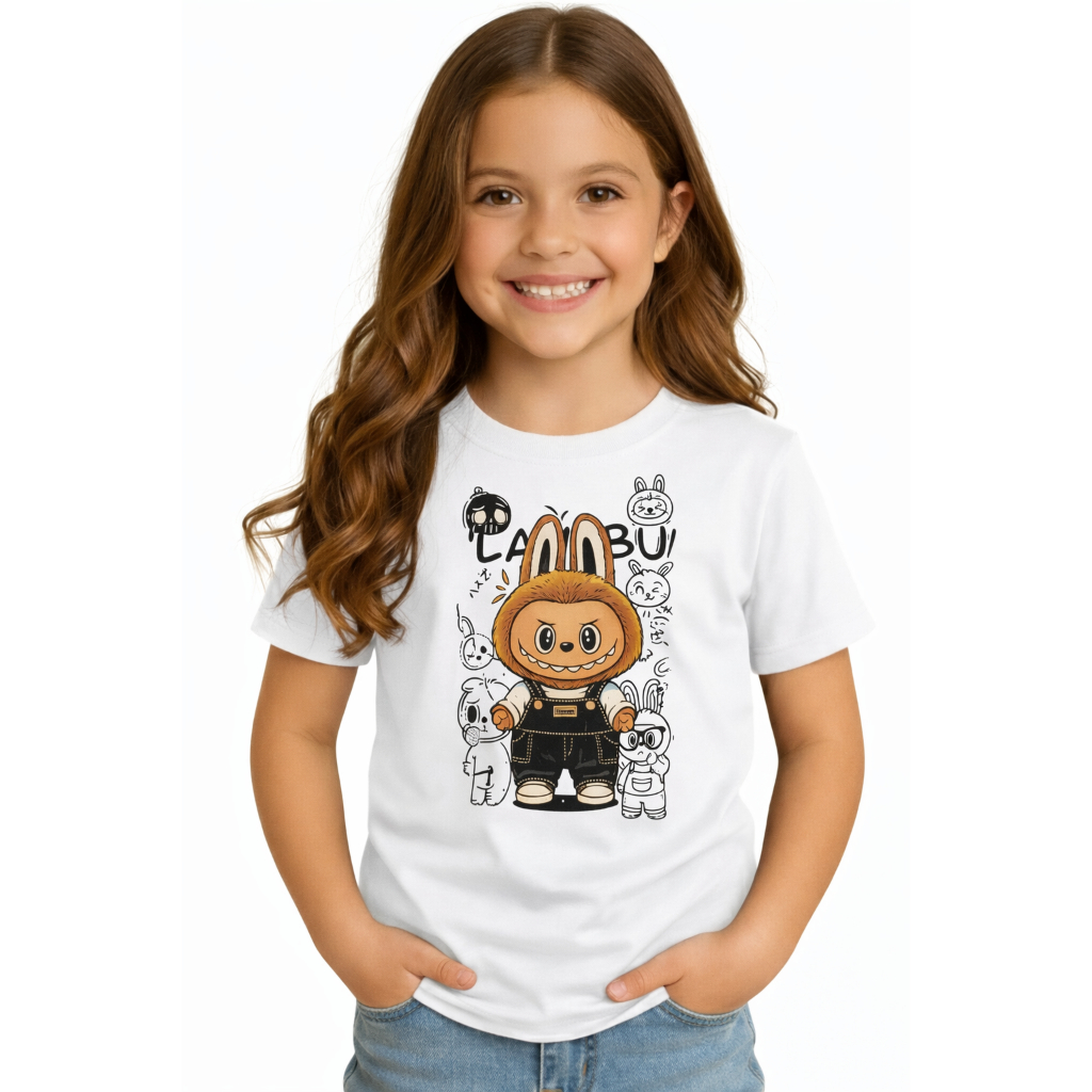 Camiseta Infantil Unissex Personagem Fofo – Kids Premium Várias Cores 100% Algodão Confortável