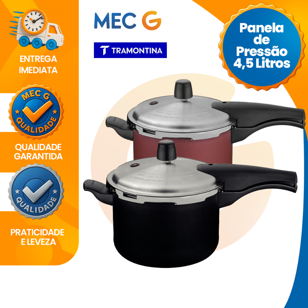 Panela de Pressão Tramontina 4,5 Litros com Fechamente Externo Antiaderente Starflon Max Vancouver em Oferta na Shopee