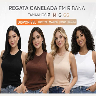 Camisa Regata Feminino Casual Moda Feminina Canelada Ribana Premium Costas Nadador blusa Básica Tend
