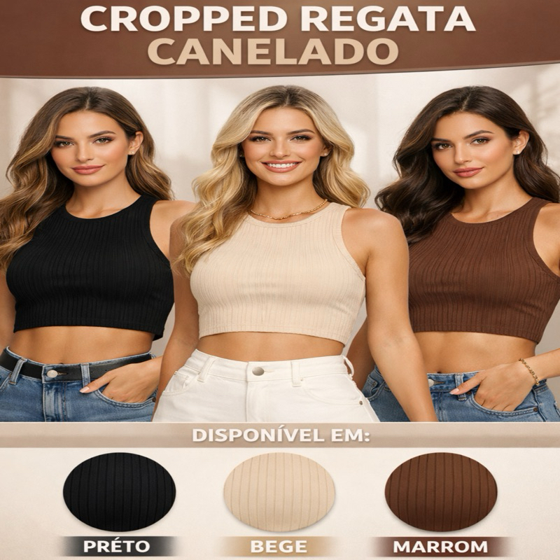 Cropped Feminino Canelada Regata Feminina Camiseta Básica Feminina Crooped Regatinha Cropet canelado básico