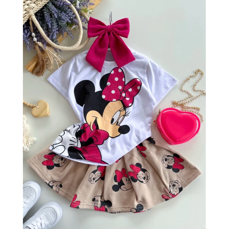 Conjunto infantil menina blogueirinha minei short saia e t-shirt Verão