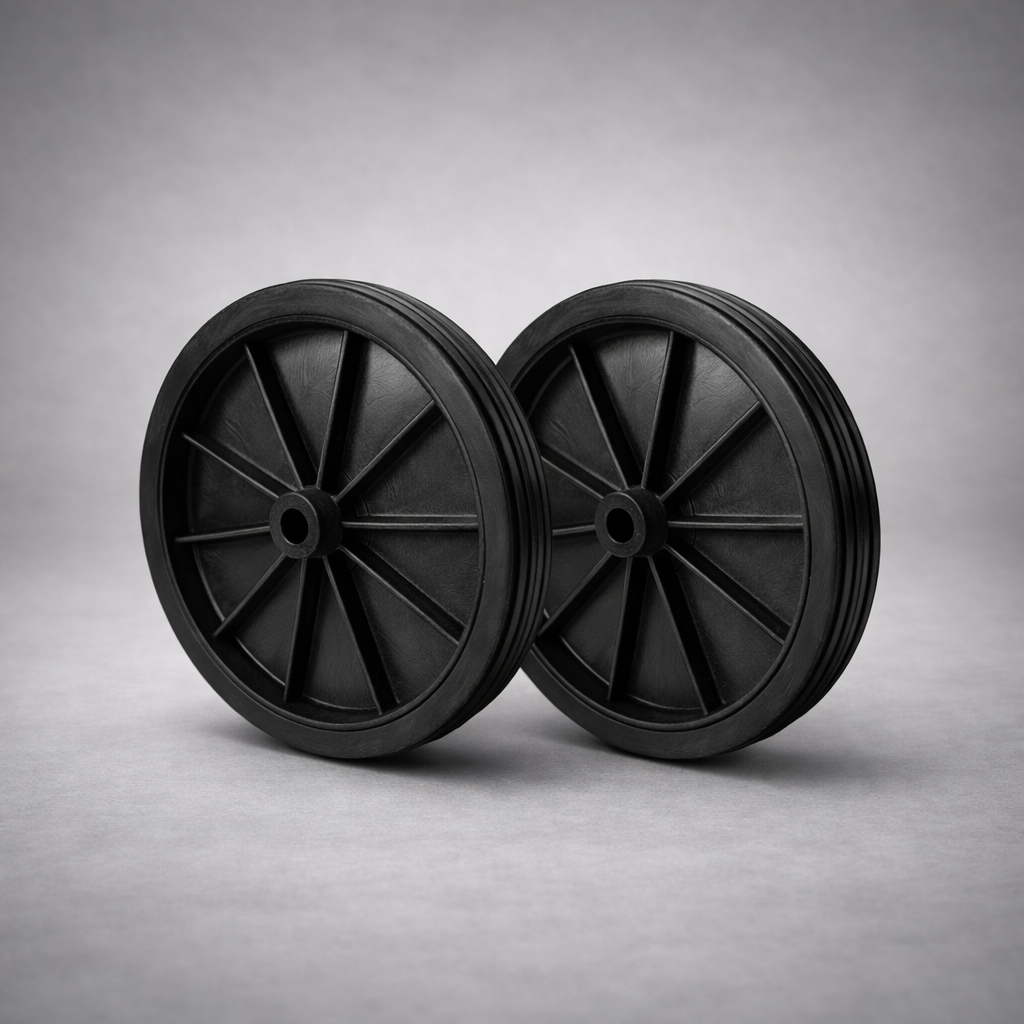 Kit 2 Rodas para Carrinho de Feira Fechado 16 cm de Plástico Preto Até 30 kg Par de Rodinhas Kaori