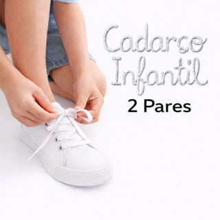 Kit 2 Pares Cadarço  Infantil Para  Criança Branco Durável  Casual  Para Escola - ENVIO NO MESMO DIA em Oferta na Shopee