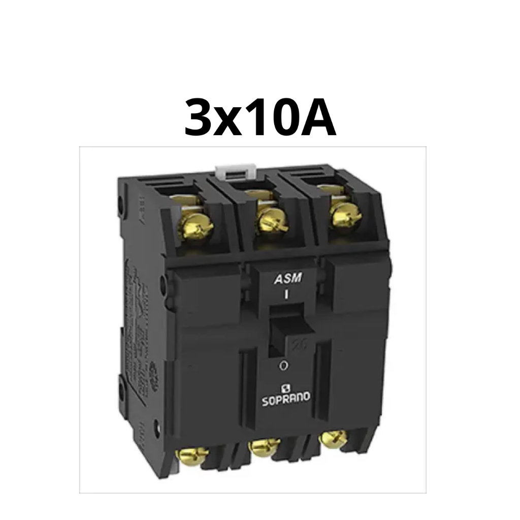 Disjuntor Nema Preto 3P Tripolar 10A-20A-30A-40A-50A-70A-80A-100A Soprano Original