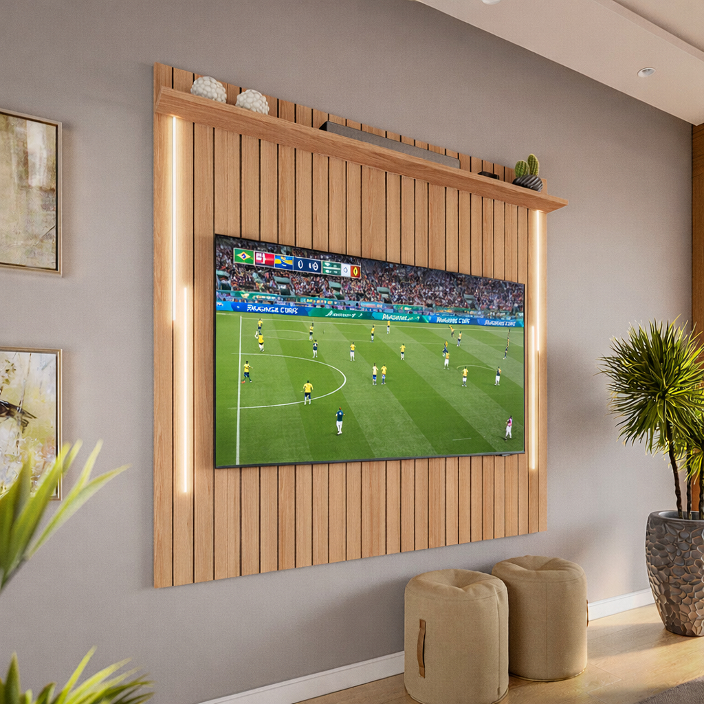 Painel Tv Movelove MDF MDP Led 3D Ripado Para Tv Até 70 Polegadas Pronto para Copa do Mundo 2026