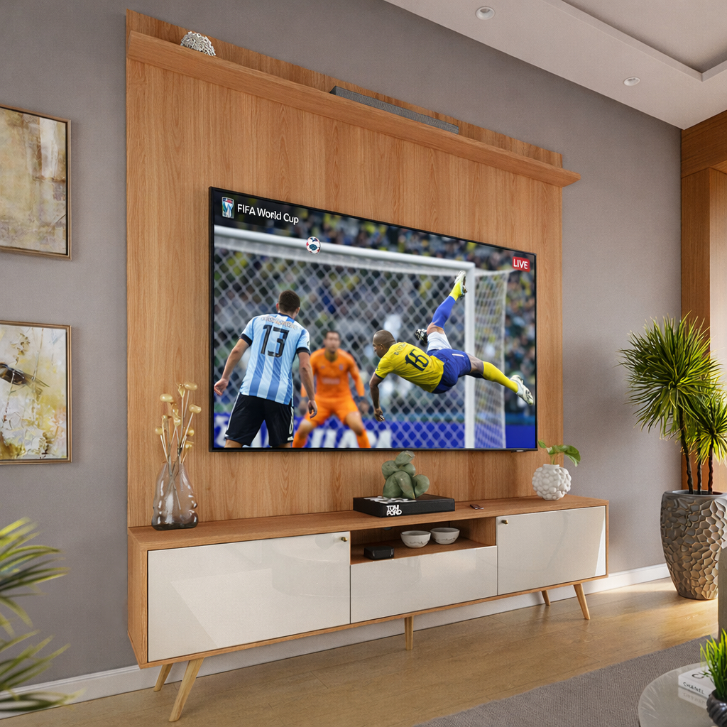 Rack Movelove 2 Portas e 1 Gaveta com Painel para TV 70 Polegadas Sevilla 183cm