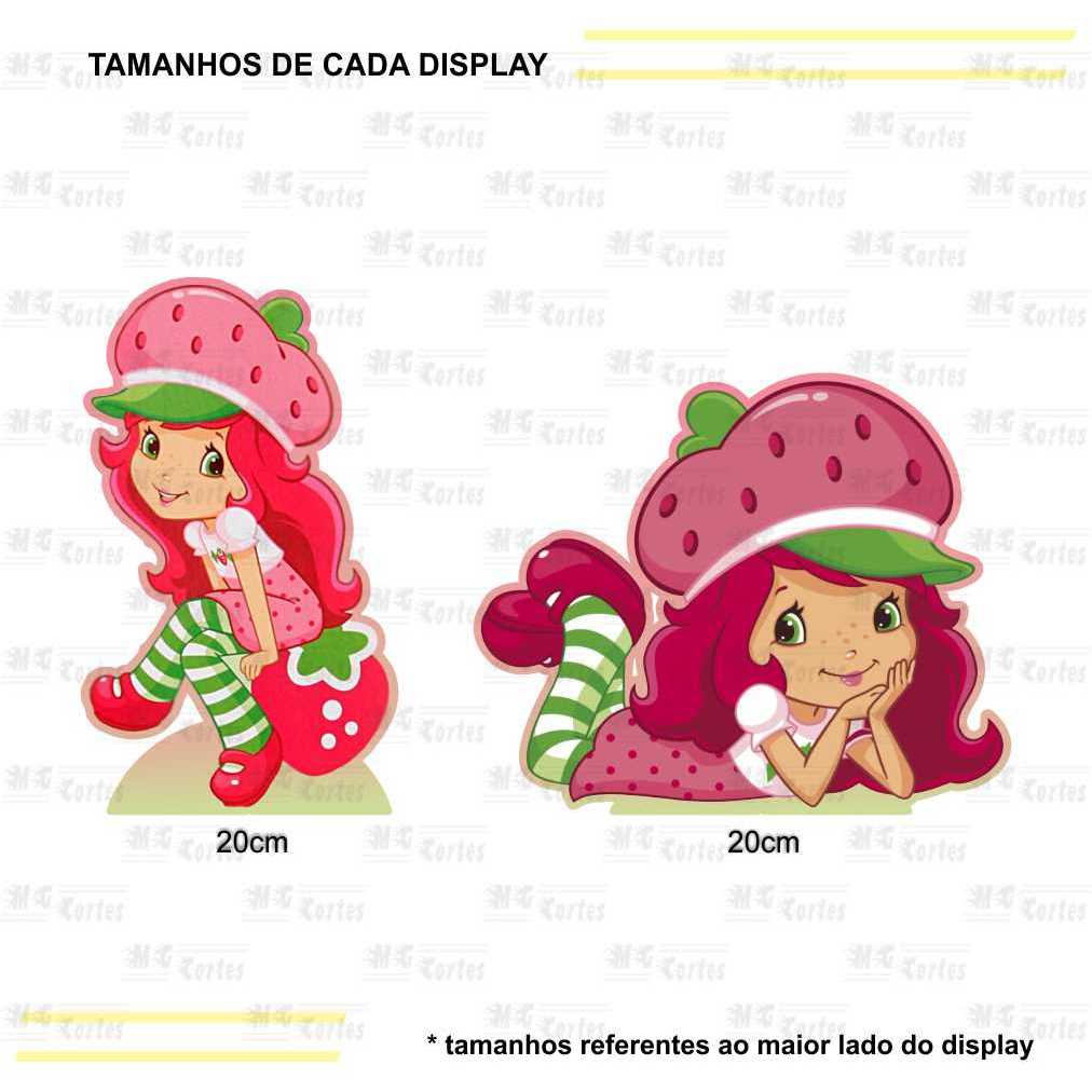 Kit de Display 2 de 20cm Totens para Decoração de Festa Moranguinho em MDF Cortado a Laser — imagem 2 de 2