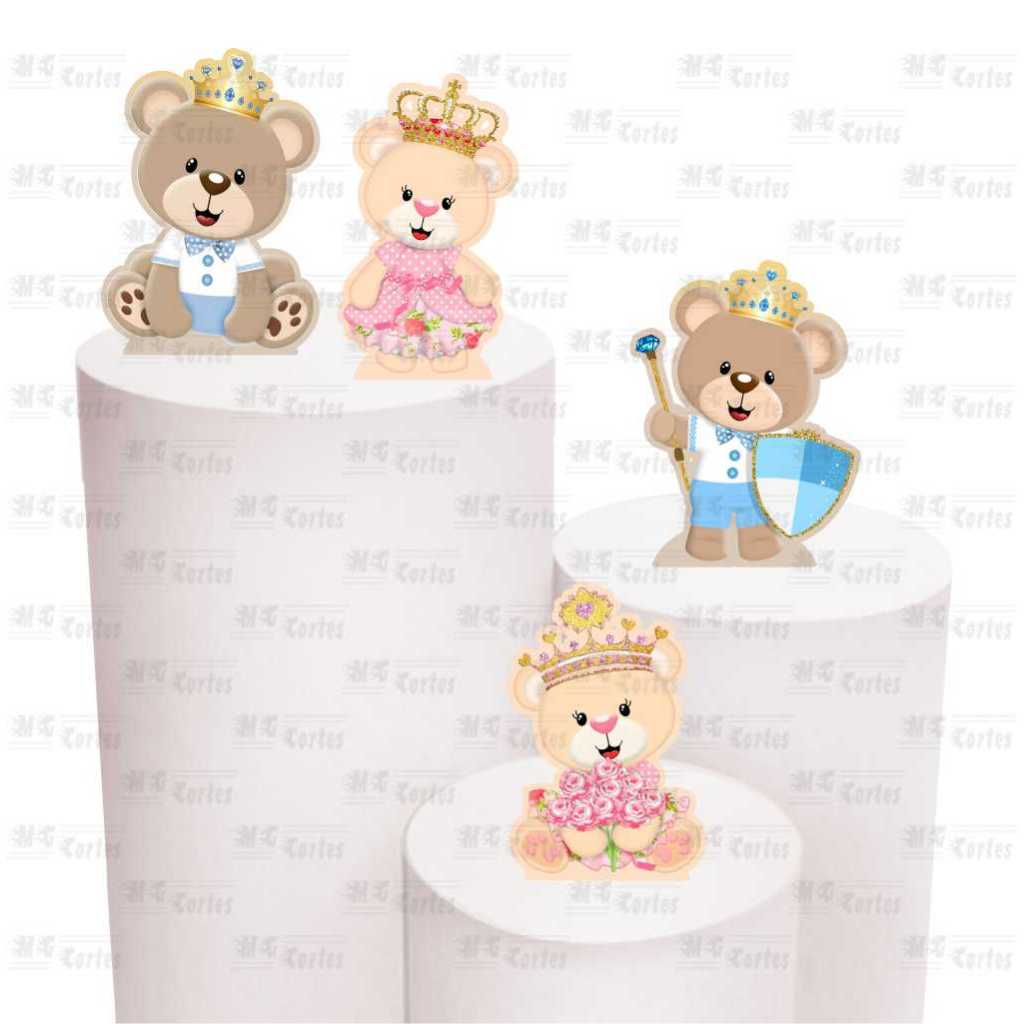 Kit de Display 4 de 20cm Totens para Decoração de Festa Chá Revelação Ursinho MDF Cortado a Laser em Oferta na Shopee
