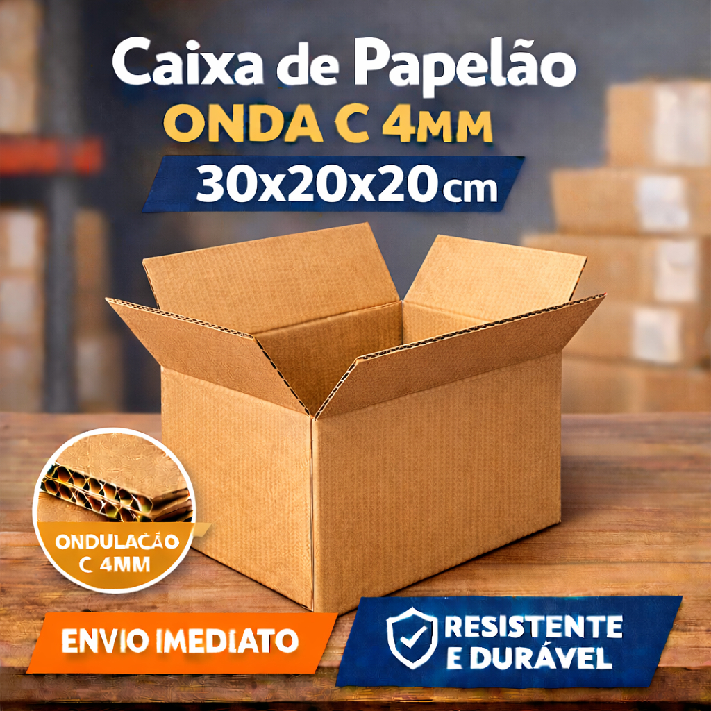 25 Caixas Papelão 30x20x20 ONDA C 4MM  Envio/Presente/Organização/E-commerce em Oferta na Shopee