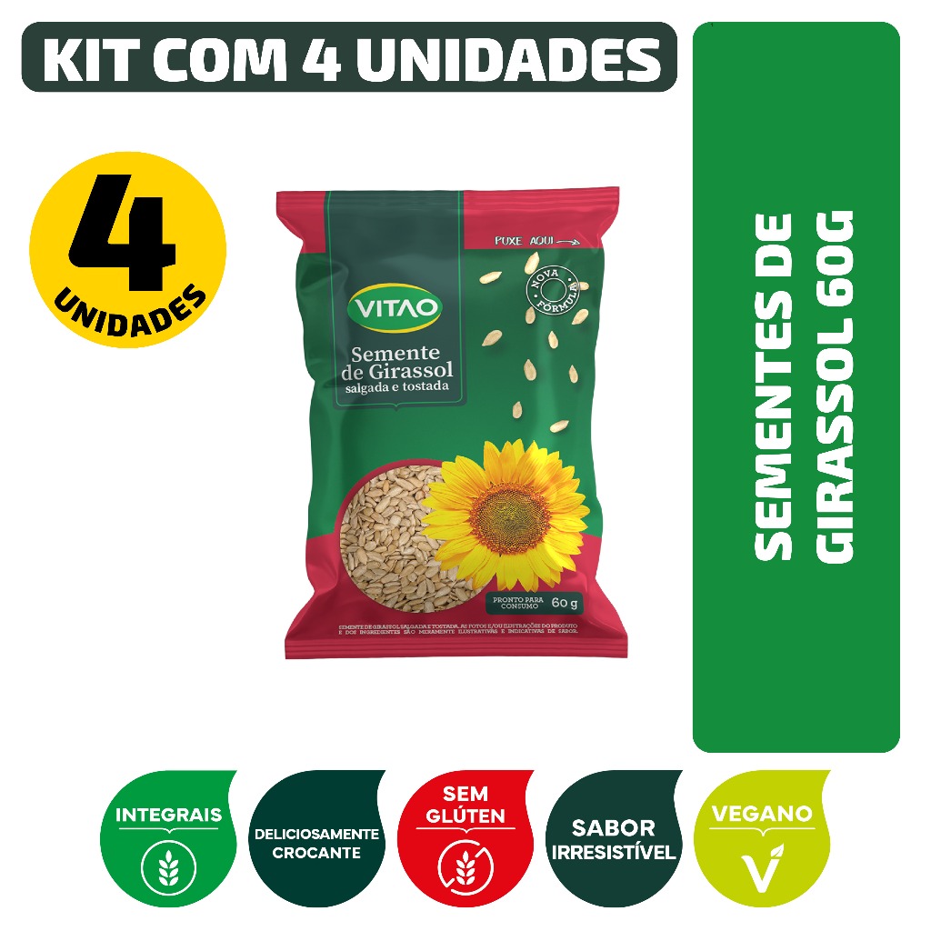 Kit Sementes de Girassol 60g - 4 Unidades em Oferta na Shopee