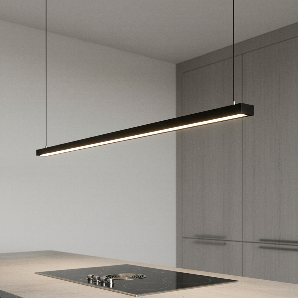 Imagem Luminária Pendente Teto Com Led Integrado Slim 90cm Para Decoração Casa, Sala e Escritório, Quarto Sala de Jantar