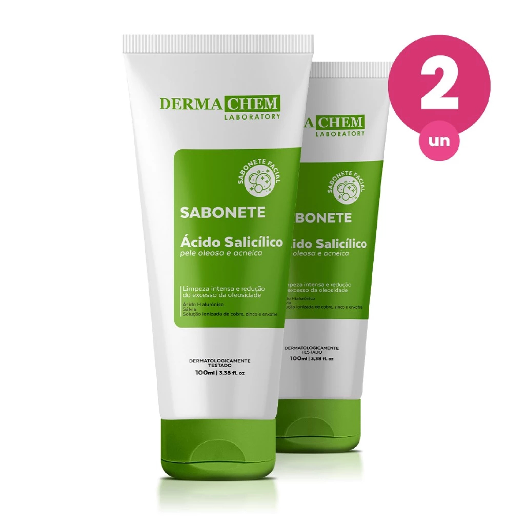 Kit 2 Sabonete Ácido Salicílico Pele Oleosa 100ml Dermachem em Oferta na Shopee