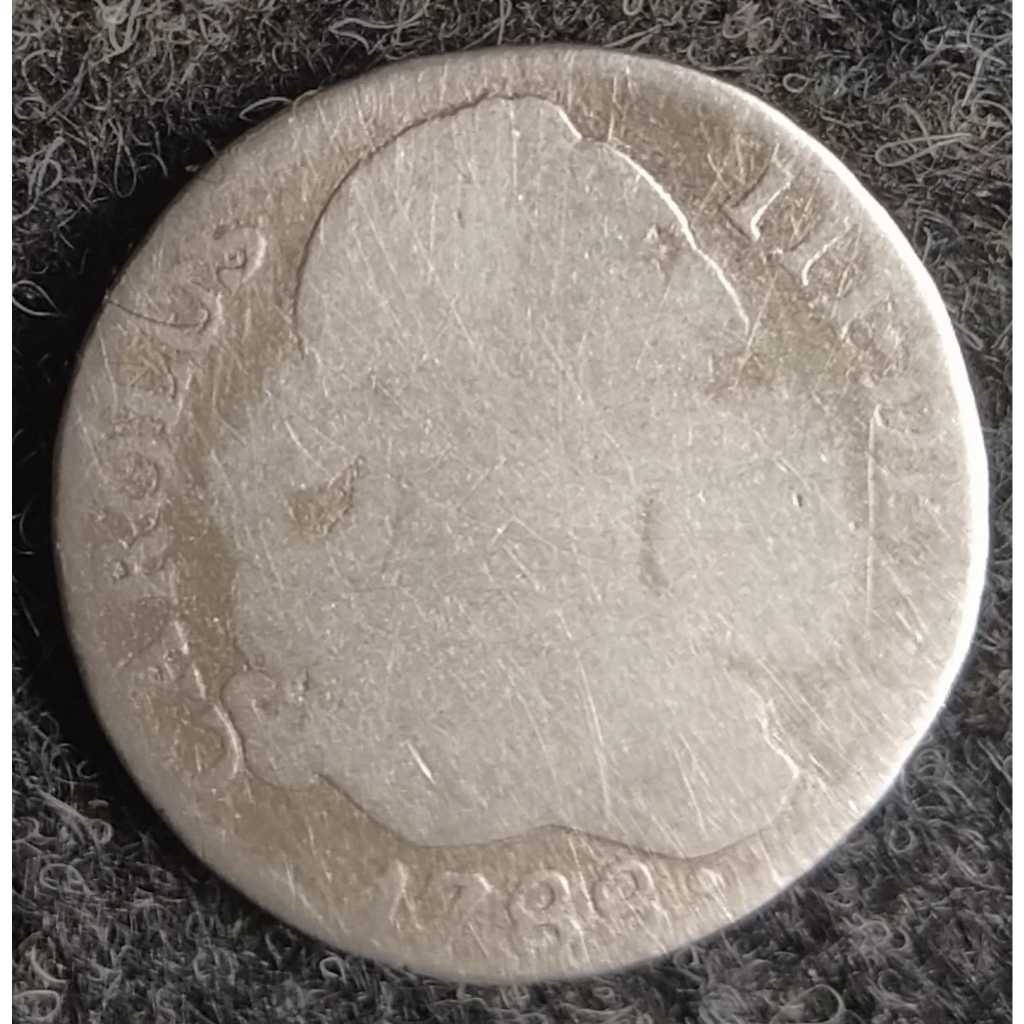 JR-1924 Moeda Espanha 2 Reais 1788 (Prata) Período Rei Carlos III 1759-1788
