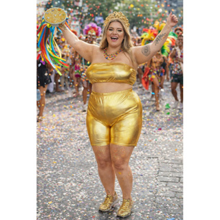 shorts carnaval cirrê plus Size   brilhante elástico na cintura em Oferta na Shopee