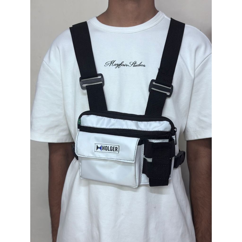 Bolsa Peitoral Unissex Antifurto Ideal Dia a Dia Branca Nylon Impermeável Holger