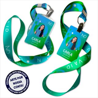 Kit Crachá de Identificação PERSONALIZADO em PVC Com Sua Arte ou Logo + Cordão Premium 20mm em Oferta na Shopee