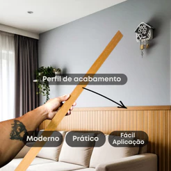 Perfil de Acabamento Painel Ripado Madeira MDF 90cm x 3cm