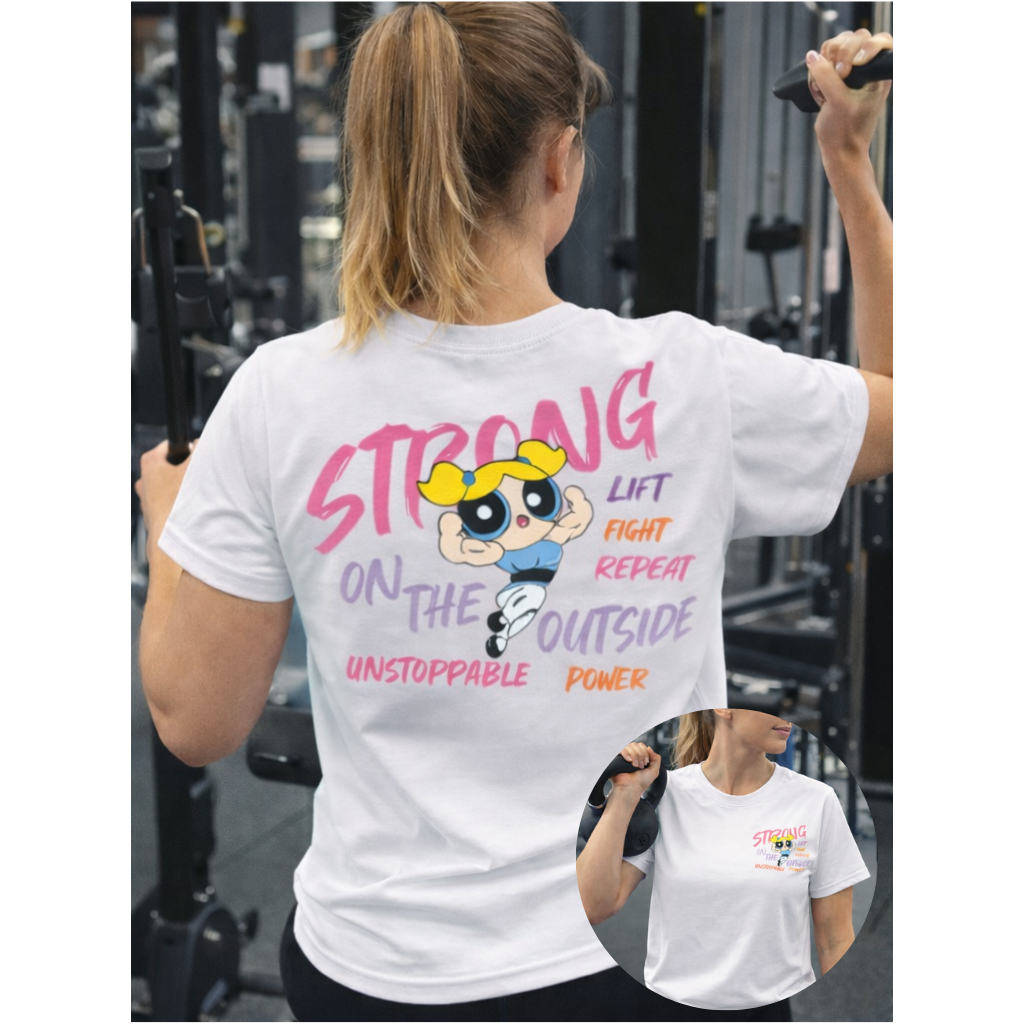 Camisa Academia Camiseta Feminina Poderosas Algodão Oversized Cores Estilosa Fitiness