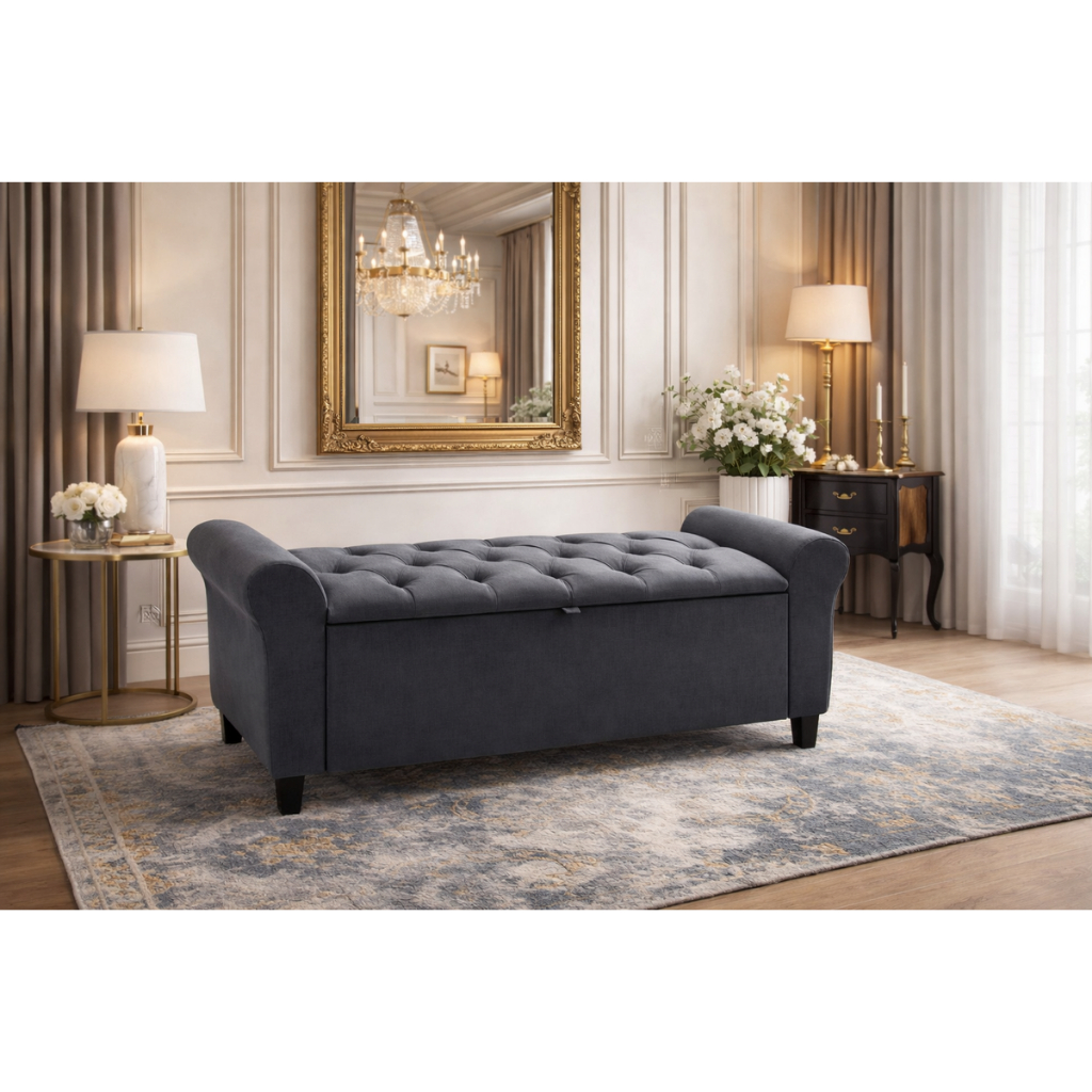 Baú Recamier Divã Paris Capitonê 120cm Tecido Suede Estrutura em Madeira em Oferta na Shopee