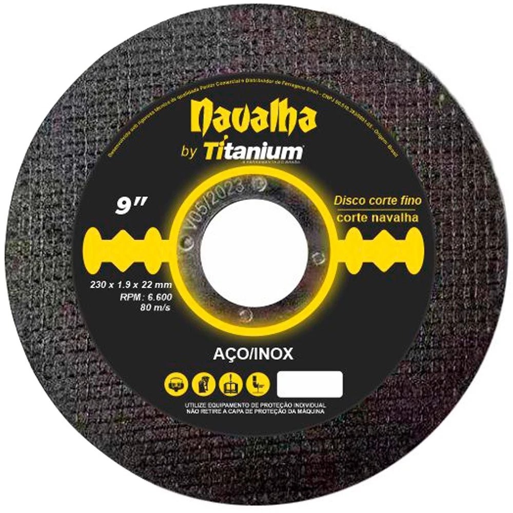 Disco de Corte 9” Titanium Navalha 5791 – Alta Durabilidade e Corte Preciso