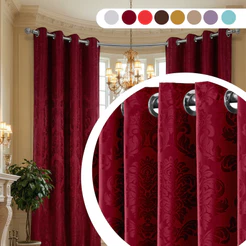 Cortina De Cetim Jacquard 3,00 x 2,70 m Para Sala E Quarto Luxo Elegante Com Ilhós Decoração