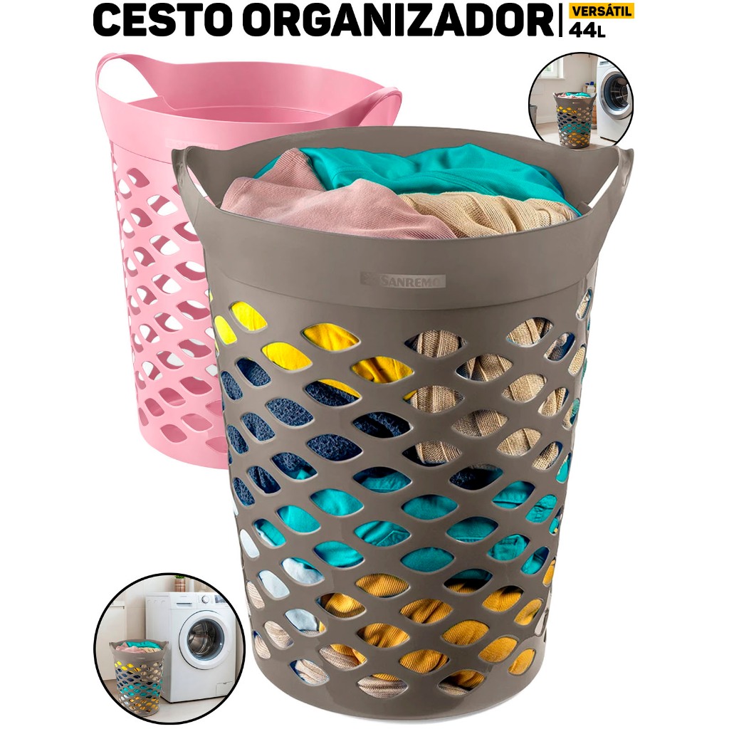 Cesto Organizador RED 44L Sanremo Multiuso P/ Casa Lavanderia Organização Roupas em Oferta na Shopee