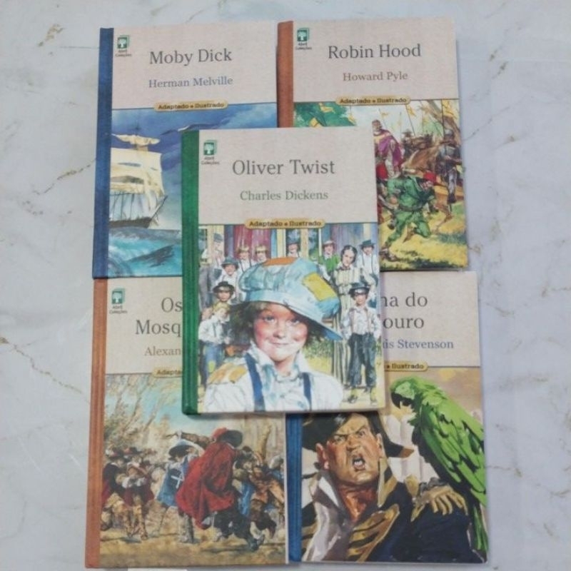livros  MOBY DICK /OLIVER  TWIST  /HOBIN  HOOD  /ILHA DO TESOURO  /OS 3 MOSQUETEIROS. em Oferta na Shopee