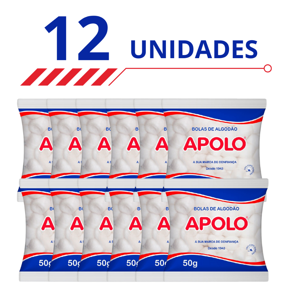 Kit de Algodão Bolas Apolo 50g Para Higiene e Cuidados com Bebês 100% Puro Algodão Macio Suave