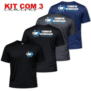 Kit com 3 Camisas Camiseta Uniforme Masculina TÉCNICO EM REFRIGERAÇÃO Dry Fit Profissão em Oferta na Shopee